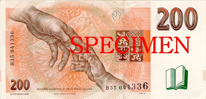 rub běžné dvousetkoruny